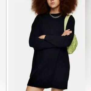 Topshop Black Oversized Knitted Sweater Mini Dress US 0-2